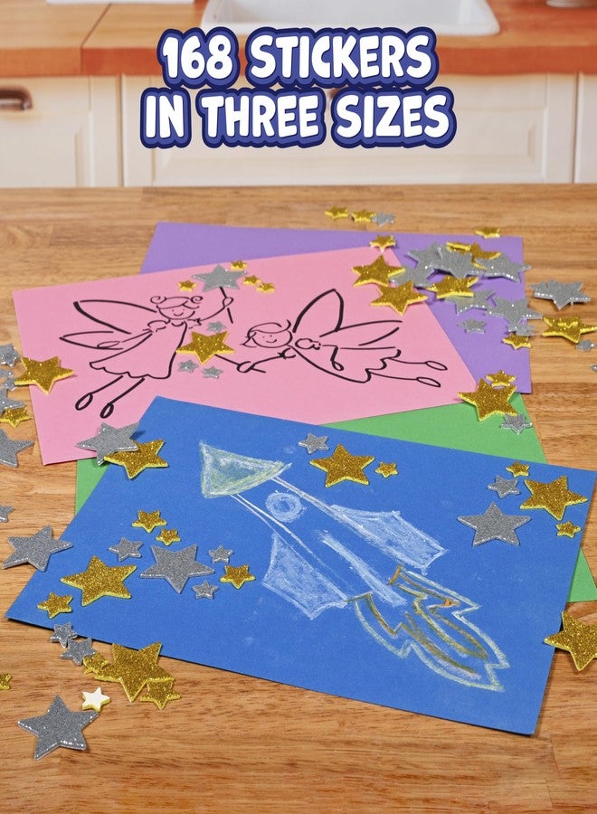 Ready 2 Learn Glitter Foam Stickers | Silver and Gold Star Stickers for Crafts | Pack of 168 | Self-Adhesive and Easy to Peel - Image 2